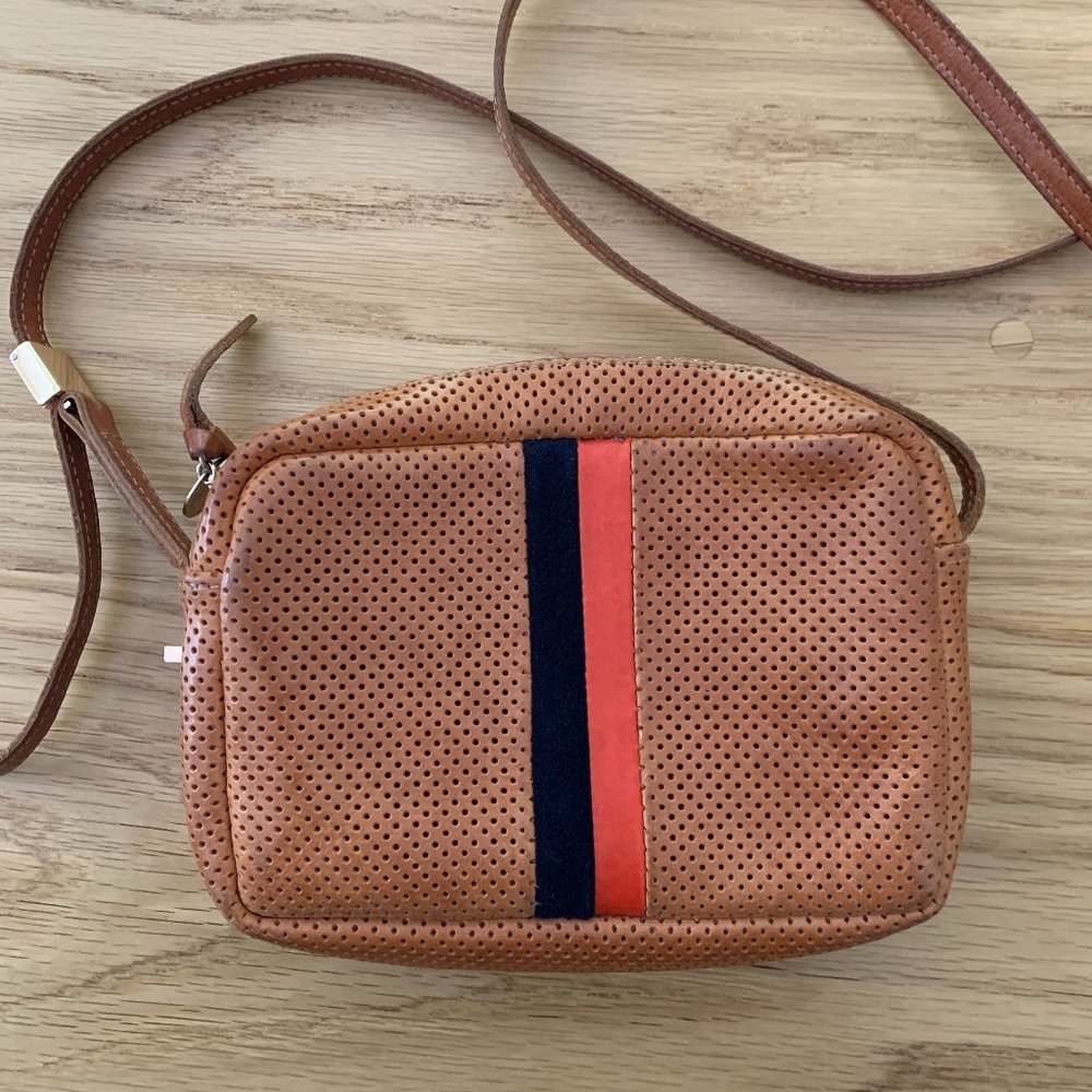 Clare V. Midi Sac Perforated Leather Crossbody Bag